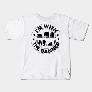 I'm With The Banned Reading Book, Banned Book , Reading Lover Gift For Librarian,book lover, floral book Kids T-Shirt